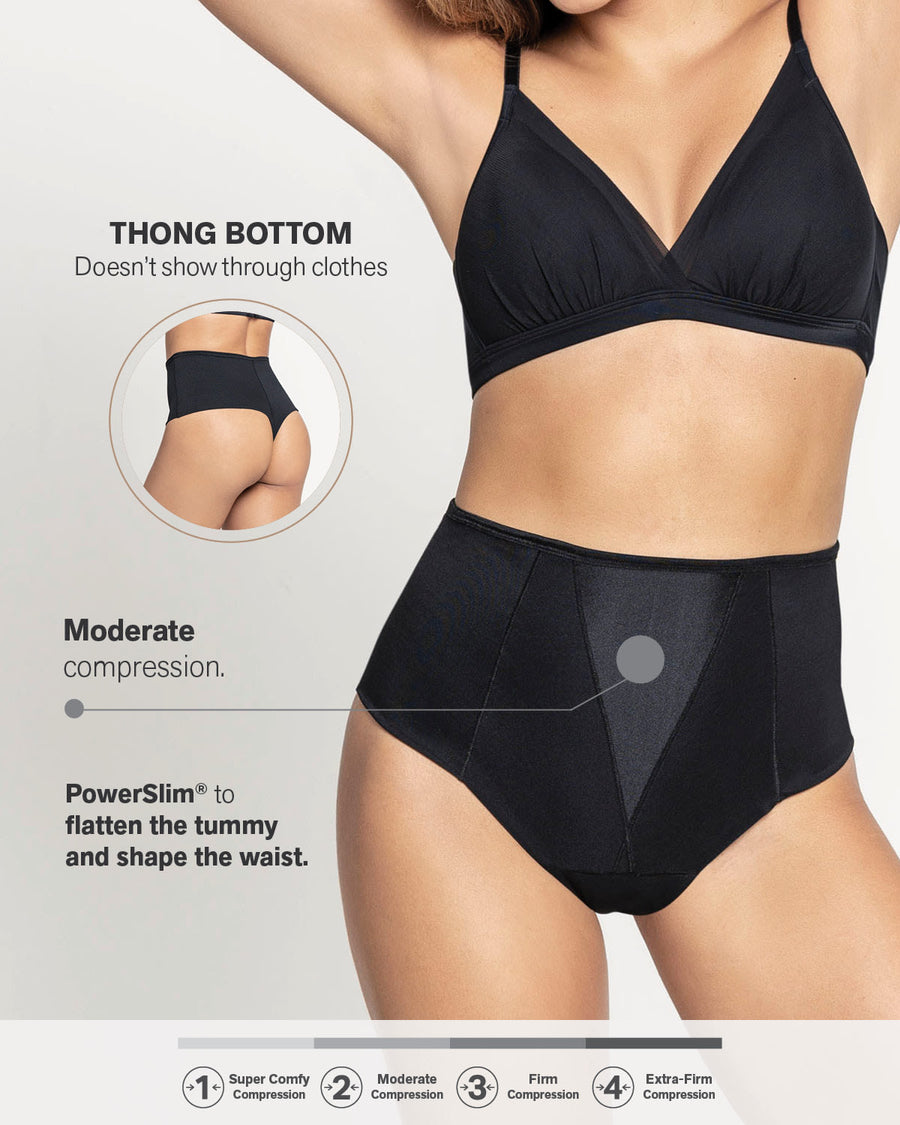 Leonisa High Waisted Tummy Control Thong Shapewear - Panty Girdle Underwear  for Women Black : : Clothing, Shoes & Accessories